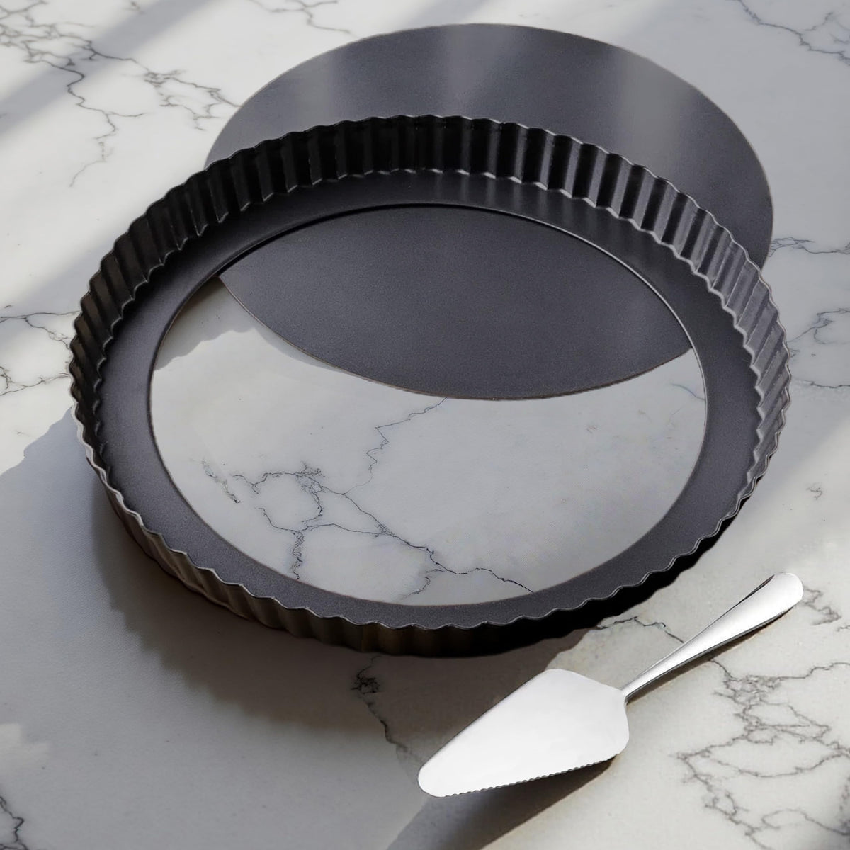 11 & 9 Inch Round Tart Pans with 2Pcs 4'' Mini Pans. Removable Bottom, Non-Stick Coating, Rugged Carbon Steel for Tart Quiche Pie Making. Gift for Christmas Thanksgiving Party Festival Family
