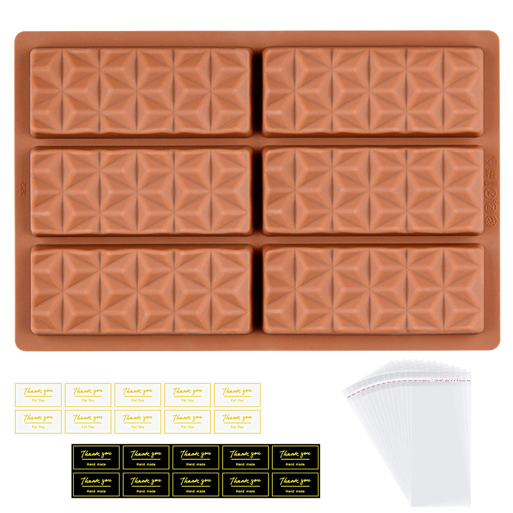 1 Pc Chocolate Bar Mold Deep Dubai Break Apart Candy Molds Thick Stuffed Silicone Molds for Filling Knafeh Pistachio Chocolate Bar and Wax Melts Large (Pyramid Shape)