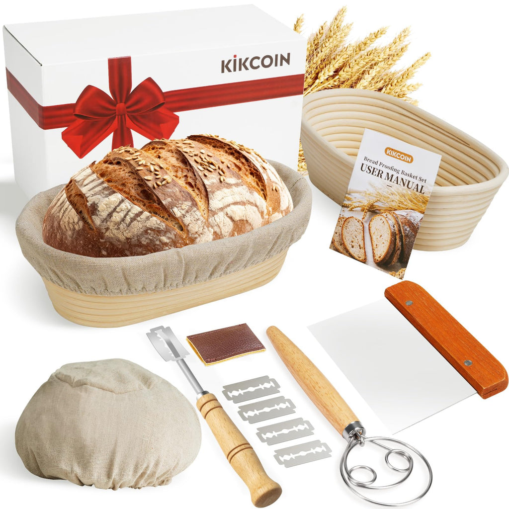 5 Inch Banneton Bread Proofing Basket Set of 6, Kikcoin Mini Sourdough Bread Baking Supplies, Small Banneton Basket Proofing Baskets for Sourdough Bread Baking