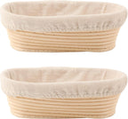 Bread Proofing Baskets Set of 2 10 inch Oval Shaped Dough Proofing Bowls w/Liners Perfect for Professional & Home Sourdough Bread Baking