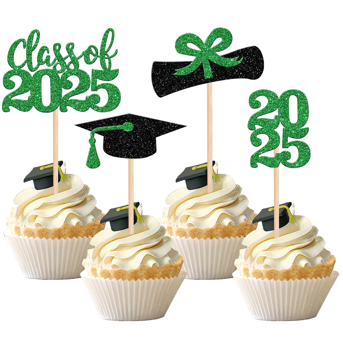36 PCS 2023 Graduation Theme Cupcake Toppers Glitter Class of 2023 Graduation Cap Diploma Cupcake Picks Party Cake Decorations Supplies Red