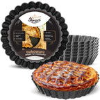 9 Inch Tart Pan with Removable Bottom – Non-Stick Deep Fluted Quiche and Pie Pan, Carbon Steel Loose Bottom Tart Pan, 9.5 Inch Top / 9 Inch Base, 1.1 Inch Deep Baking Pan