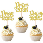 24 PCS 2025 Graduation Cupcake Toppers Glitter Diploma Congrats Grad Cap Cupcake Picks Class of 2025 Cake Decorations for 2025 Graduation Theme Party Supplies Pink