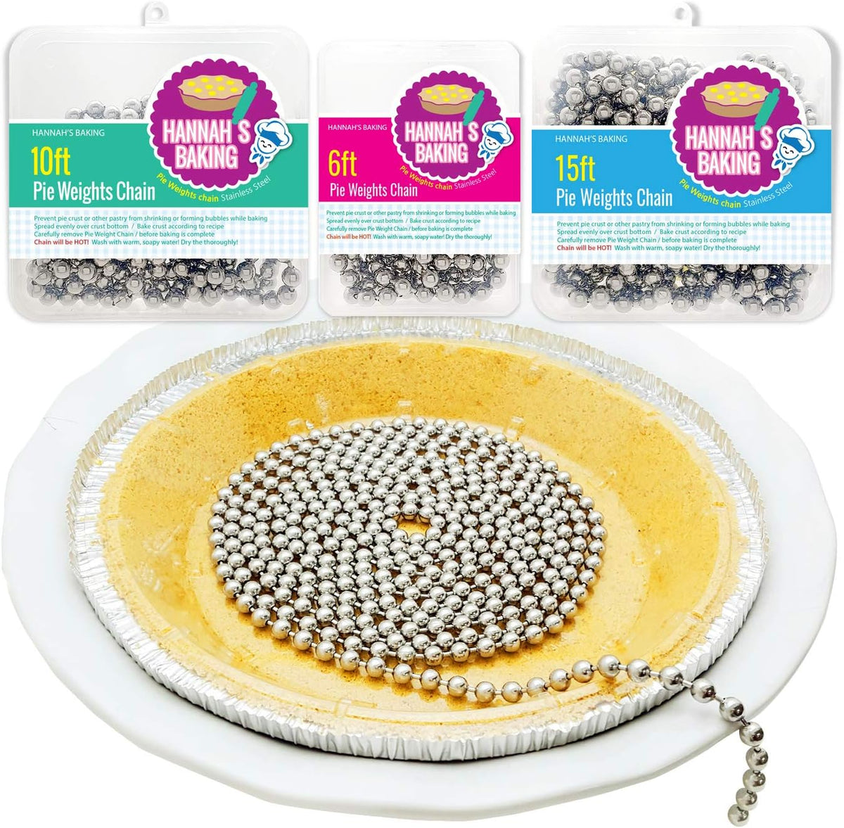 Baking Pie Crust Weights Chain- pie crust, pie chain Stainless Steel Long_10feet
