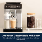 Ekspres do kawy De'Longhi Eletta Explore z funkcją Cold Brew, automatycznym spieniaczem do mleka na gorąco i na zimno, umożliwiającym przygotowanie ponad 50 przepisów za jednym dotknięciem, wbudowanym młynkiem, ECAM45086S