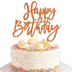 1 PCS Happy Birthday Cake Topper Glitter Cake Pick for Celebrating Anniversary Theme Party Cake Decorations Supplies Light Pink
