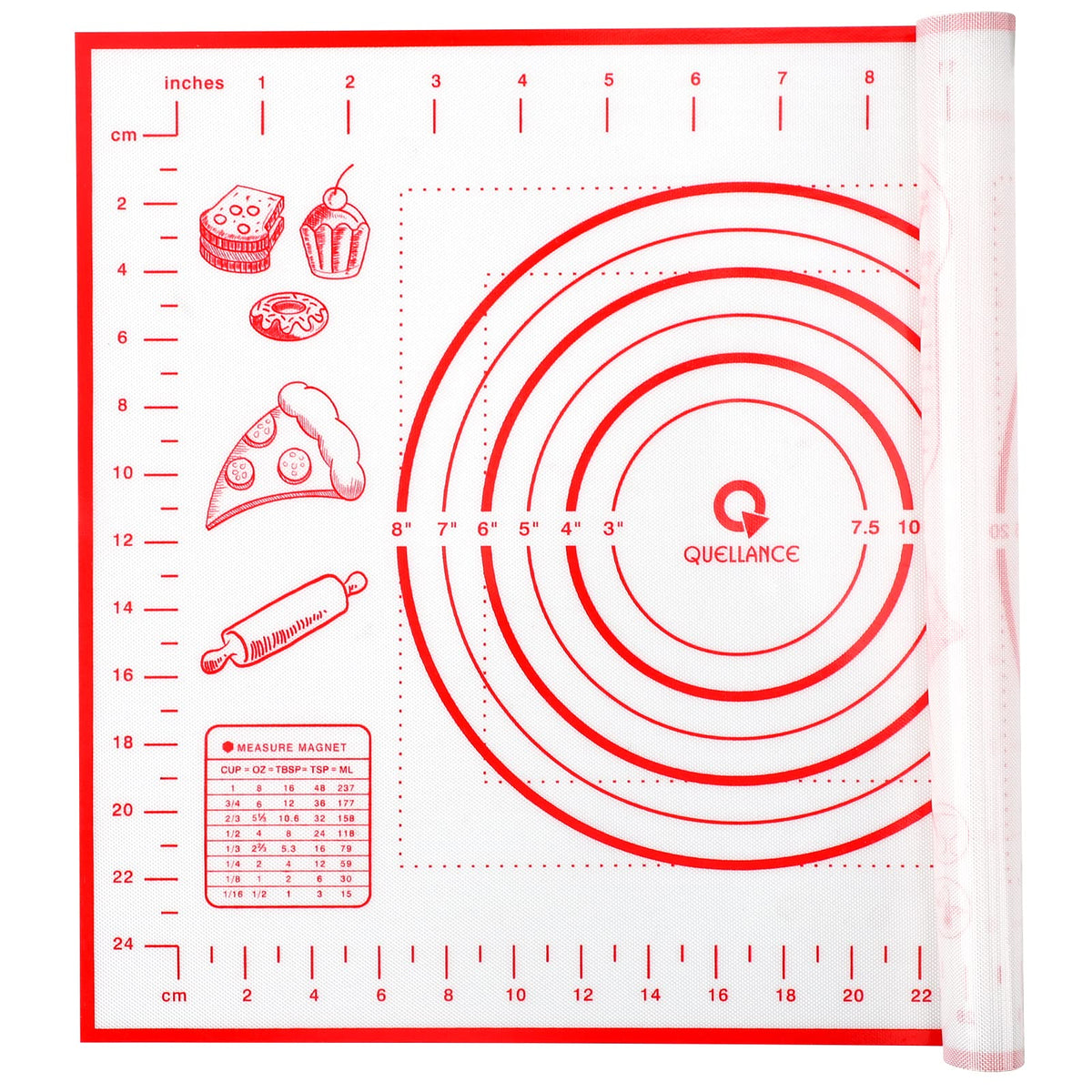 Silicone Pastry Baking Mat Dough - 16x24Inch Large Non Stick Slip Cookie Bread Rolling Mats Sheet, Kitchen Counter Kneading Cooking Board Pad Matt with Measurement for Pie Pizza Cookies Fondant Making