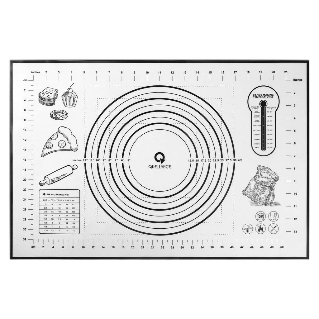 Silicone Pastry Baking Mat Dough - 16x24Inch Large Non Stick Slip Cookie Bread Rolling Mats Sheet, Kitchen Counter Kneading Cooking Board Pad Matt with Measurement for Pie Pizza Cookies Fondant Making