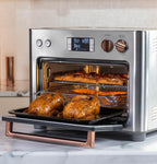 Piekarnik Café Couture z 14 podstawowymi trybami gotowania, w tym Air Fry, CrispFinish, pieczenie, grillowanie, pieczenie, tosty, pizza, WiFi i inteligentne połączenie, sterowanie głosowe, małe urządzenia kuchenne, stal srebrna