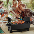 Brand-Man 2 in 1 Barbecue Grill with Rotisserie Grill Kit, Portable Folding Outdoor Charcoal Grill, Stainless Steel Spit Roaster with Motor & Adjustable Height for Backyard Camping Patio Tailgating