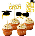 OHOME Graduation Decorations 2025-36 PCS Cupcake Toppers - 2025 Graduation Party Decorations - Mini Cake Decorations for Class of 2025,Diploma, 2025, Grad Cap Set