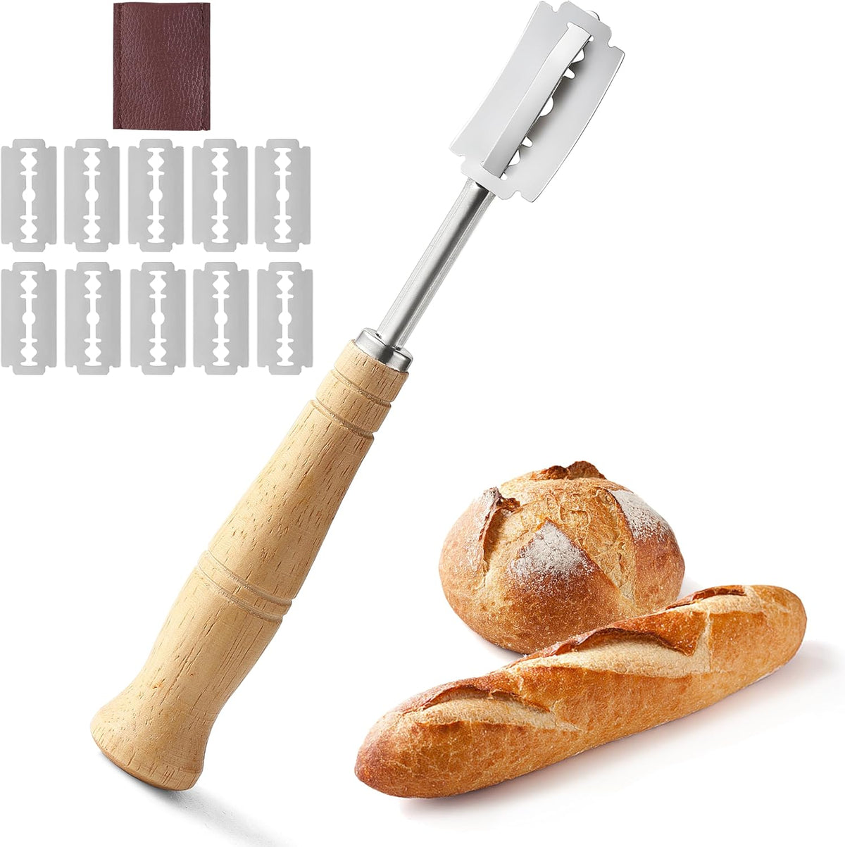 Lccowot Bread Lame, Stainless Steel Bread Lame Dough Scoring Tool, Premium Sourdough Scoring Tool, Bread Scorer with 10 Razor Blades