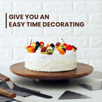 13" Acacia Cake Stand Rotating – Rustic Wood Turntable Pedestal Stands – Wooden Spinning Tables for Food Serving - Round Cake Decorating for Cupcake Dessert Display in Party, Wedding, Birthday