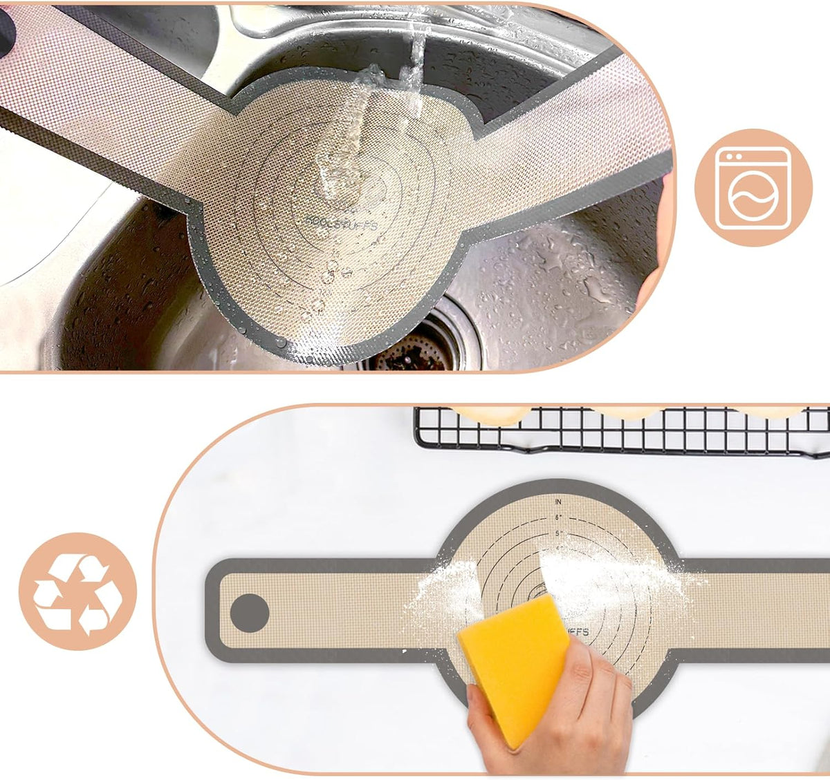 Silicone Bread Sling for Dutch Oven, 2 PCS Non-Stick & Easy Clean Reusable Silicone Bread Baking Mat with Long Handles, Easy to Transfer Sourdough Bread, BM02