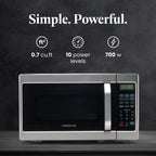 Kuchenka mikrofalowa Farberware Countertop o mocy 700 W, 0,7 stopy sześciennej - kuchenka mikrofalowa z oświetleniem LED i blokadą dziecięcą - idealna do mieszkań i akademików - łatwa do czyszczenia stal nierdzewna