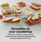 Сендвічниця Hamilton Beach Panini Press та електричний гриль для приміщень із кришкою, що замикається, відкривається на 180 градусів для будь-якої товщини кесадільї, бургерів тощо, антипригарні решітки 8" x 10", хром (25460AG)