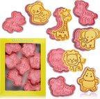 Animal Cookie Cutters With Plunger Stamps Set,8 Piece 3D Animal Embossing Cutters For Biscuit Fondant Cheese Baking Molds
