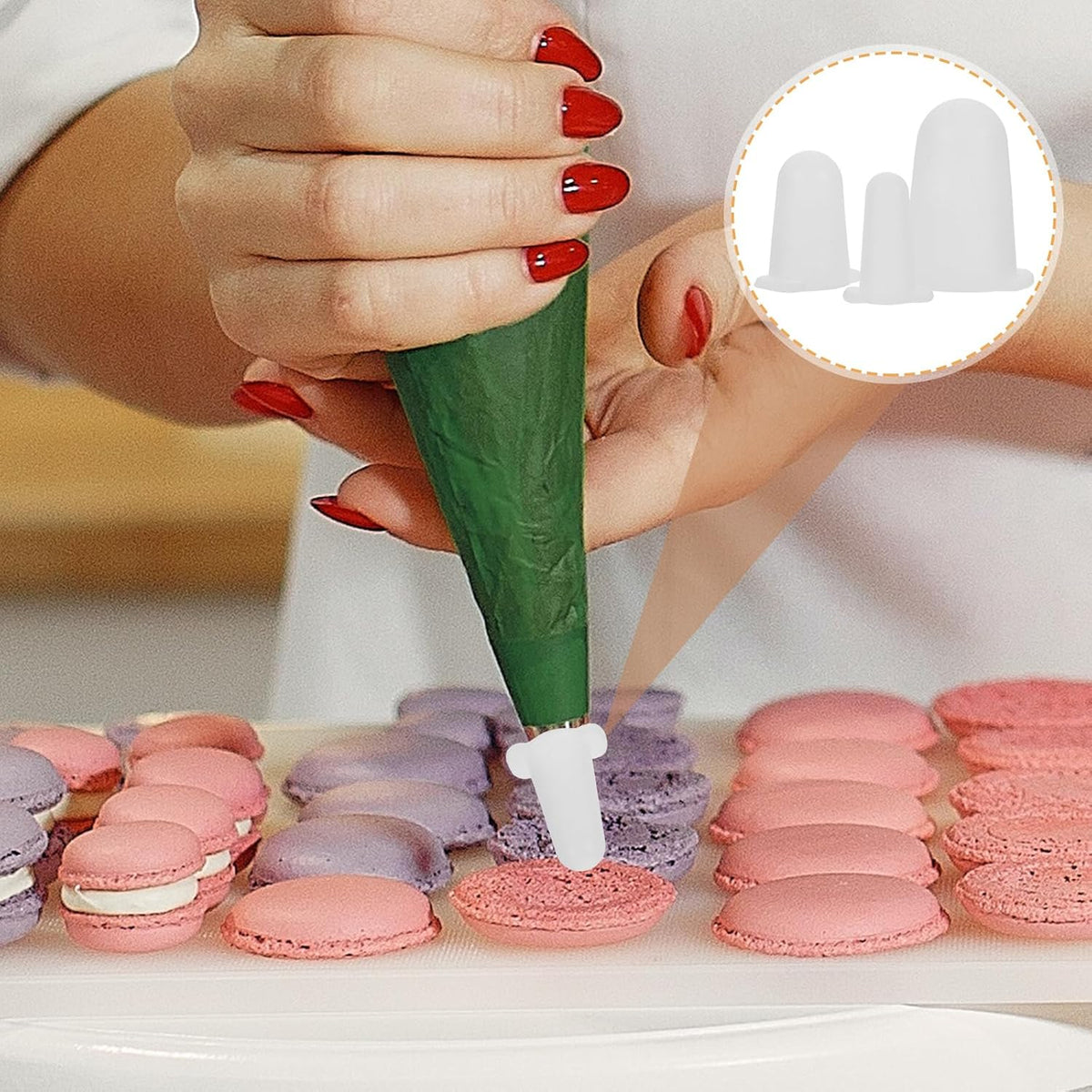 15 Pcs Protective Cap for Piping Tips Cake Frosting Tip Covers Pipping Tip Protection Covers Cake Piping Tip Covers Piping Tip Sleeves Pastry Bag Medium and Small White