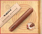 Walfos Marble Rolling Pin With Wooden Handles & Wood Cradle, 16.5 Inch Marble Rolling Pins For Making Pizza Dough And Tortillas, Dough Roller For Pie Crust, Cookie, Pasta (Gray & White)