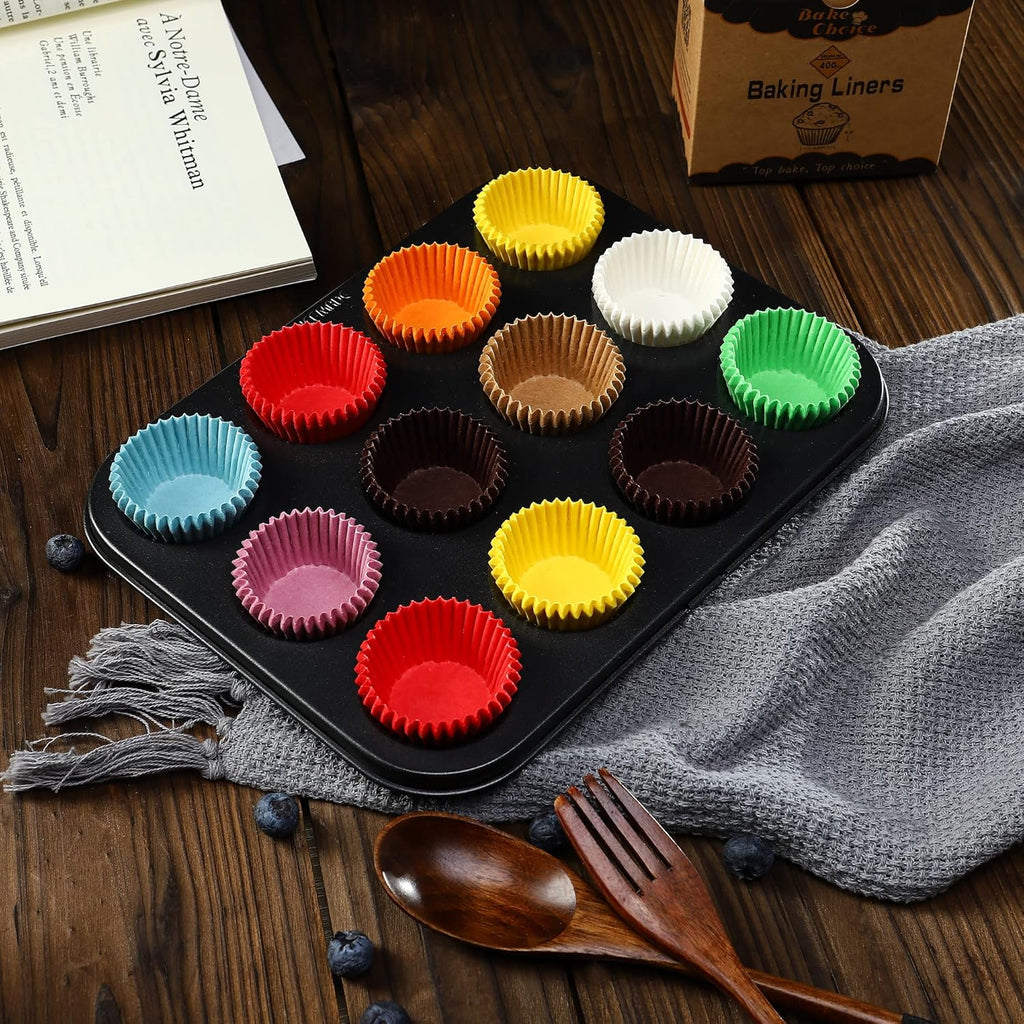 Non-Stick 400pcs Mini Cupcake Liners for Baking, Natural parchment muffin liners for Mini Muffin Pan, Cupcake Pan, Food Grade, Non Stick, Greaseproof
