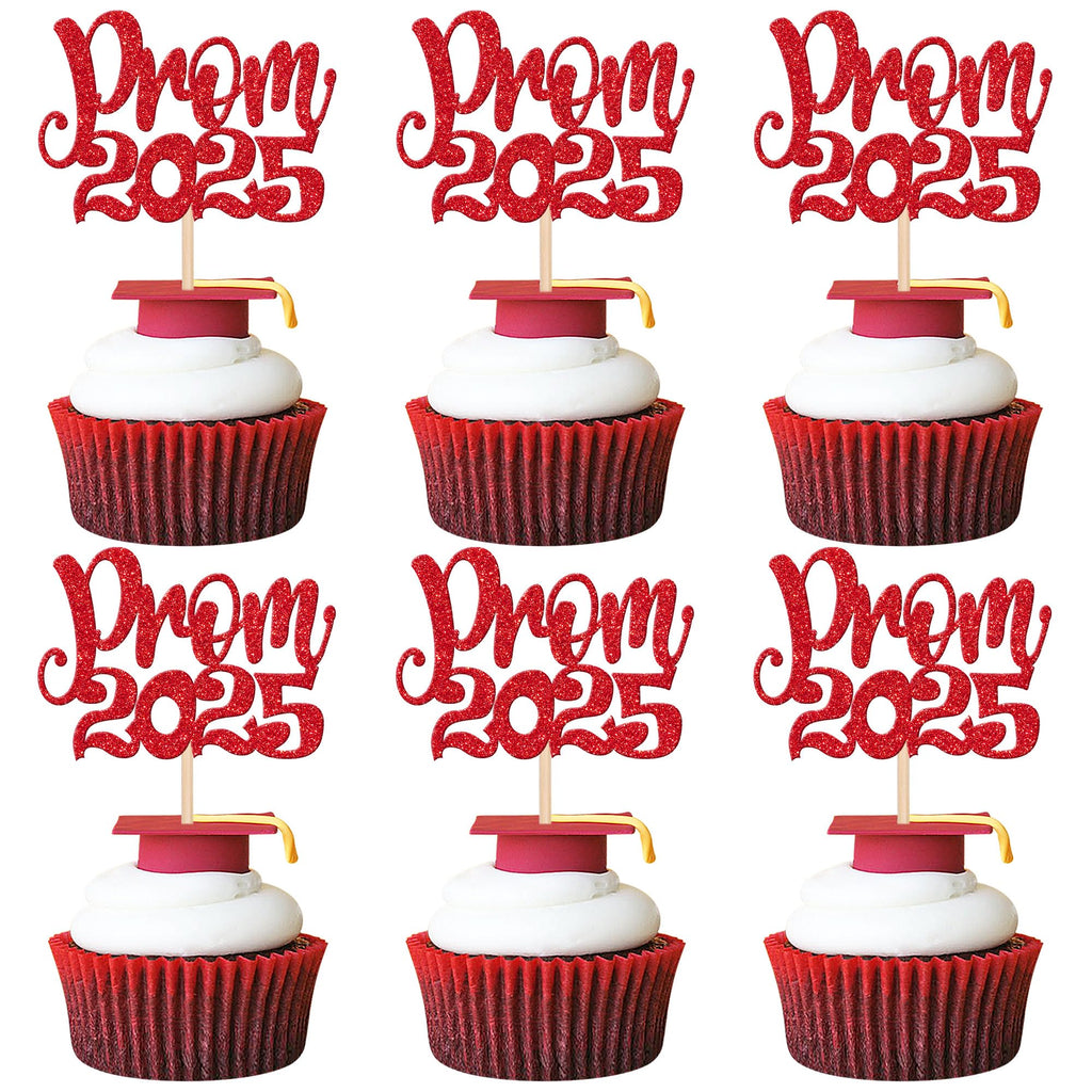 24 PCS 2025 Graduation Cupcake Toppers Glitter Diploma Congrats Grad Cap Cupcake Picks Class of 2025 Cake Decorations for 2025 Graduation Theme Party Supplies Pink