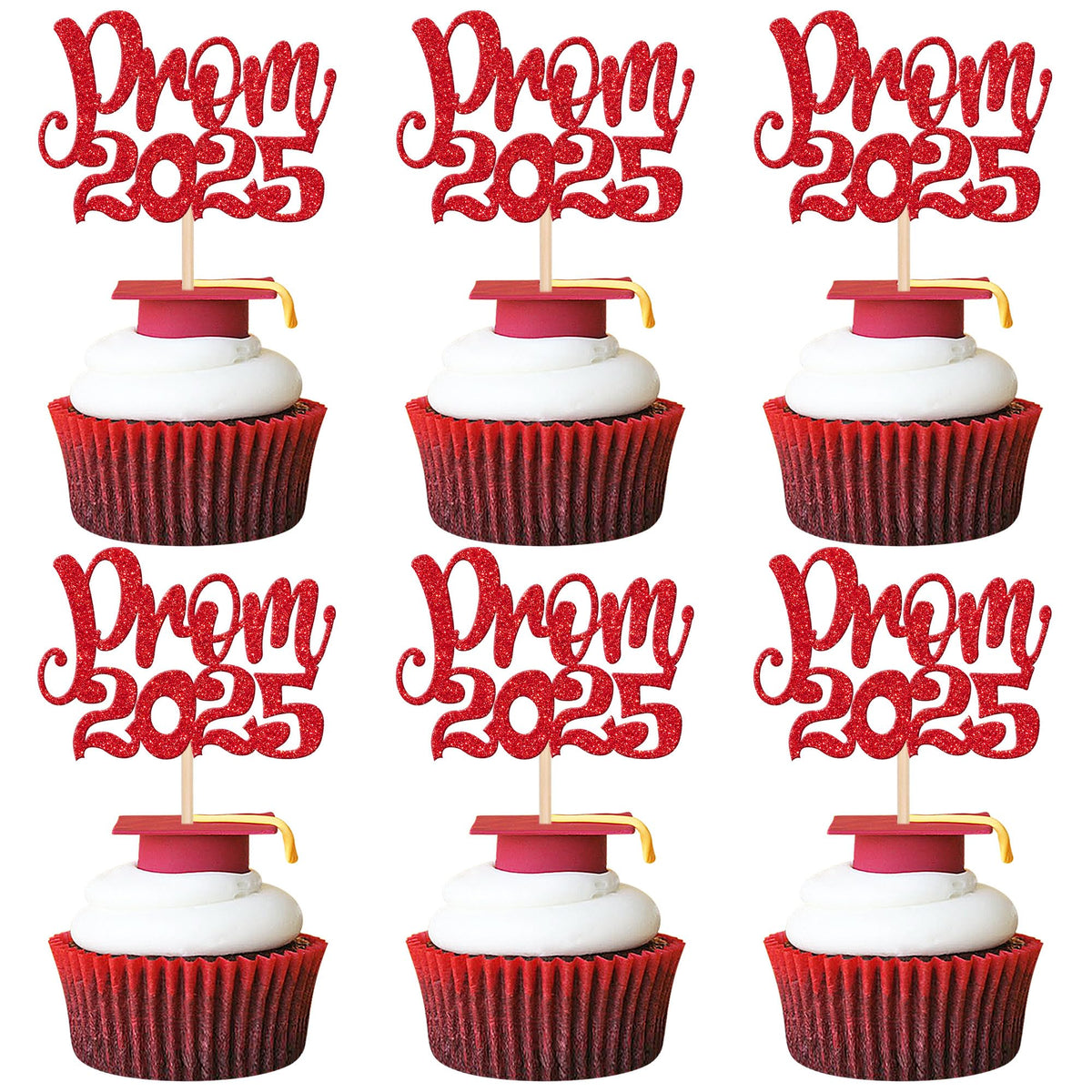 24 PCS 2025 Graduation Cupcake Toppers Glitter Diploma Congrats Grad Cap Cupcake Picks Class of 2025 Cake Decorations for 2025 Graduation Theme Party Supplies Pink