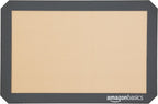 Amazon Basics Rectangular Silicone, Non-Stick, Food Safe Baking Mat, 9"x13", 9.9"x14.8", and 16.5"x11.6", Beige/Gray, Pack of 3