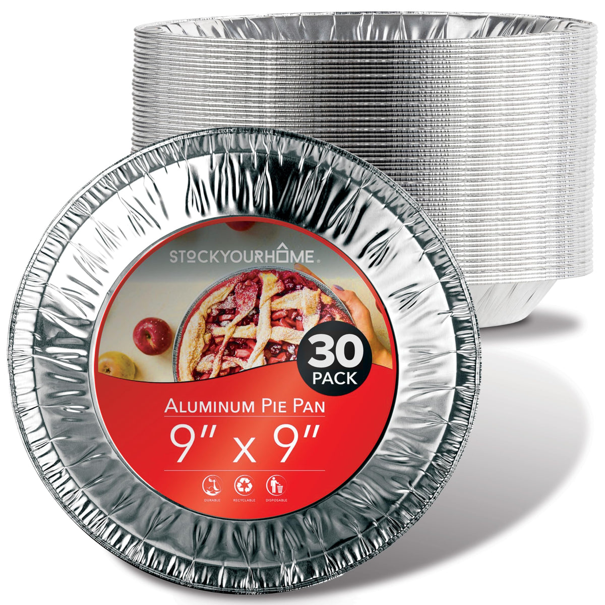 Stock Your Home 6 Inch Aluminum Foil Pie Pans (50 Count) – Disposable & Recyclable Mini Tins for Bakeries, Cafes, Restaurants – Durable Pans for Baking, Fruit Tarts, and Quiche