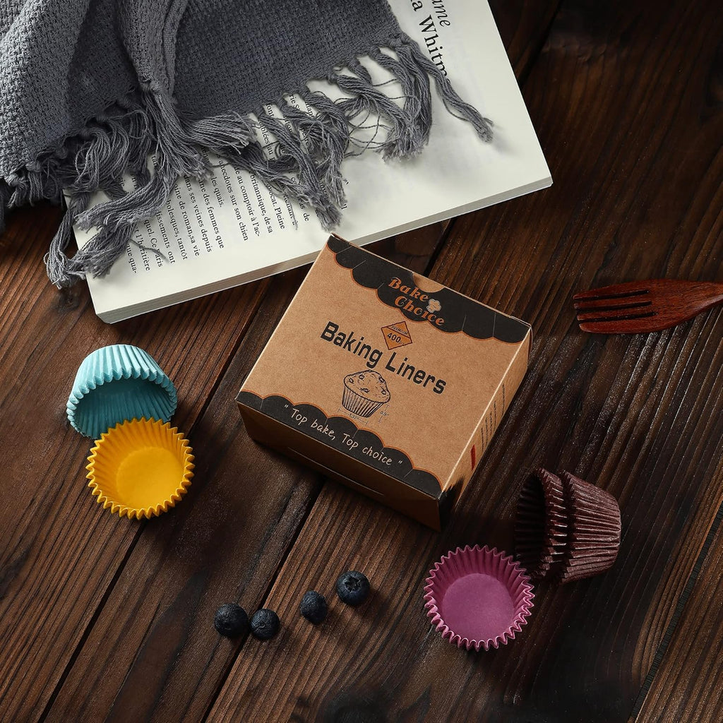 Non-Stick 400pcs Mini Cupcake Liners for Baking, Natural parchment muffin liners for Mini Muffin Pan, Cupcake Pan, Food Grade, Non Stick, Greaseproof