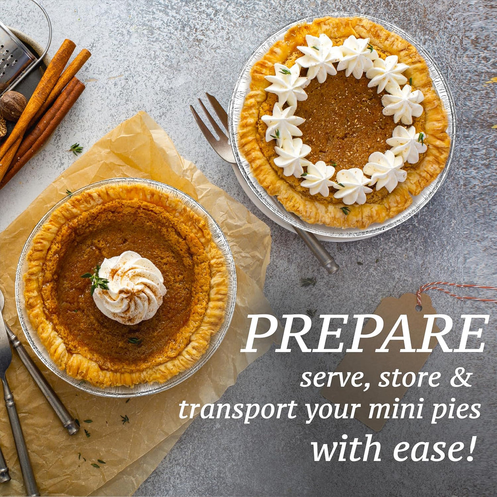 (60 Pack) Pie Tins 5 inch, Disposable Mini Pies Tin, Tart Aluminum, Individual Serving Pans for Baking Mini Chicken Potpie, Small Homemade Cakes & Quiche, Foil Tins, Freezer-to-Oven Use