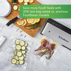 FoodSaver PowerVac Compact Vacuum Sealing Machine, Stainless Steel & Black, Vertical Storage, VS0150 | Preserves freshness, reduces bag waste, for both dry and wet food