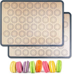 HOOMIL Macaron Silicone Baking Mats 2-Pack, 18" x 13" Commercial Half Sheet Size Macaron Silicone Mat, Non-Stick, Reusable, Food Safe Baking Mat - Brown+Gray