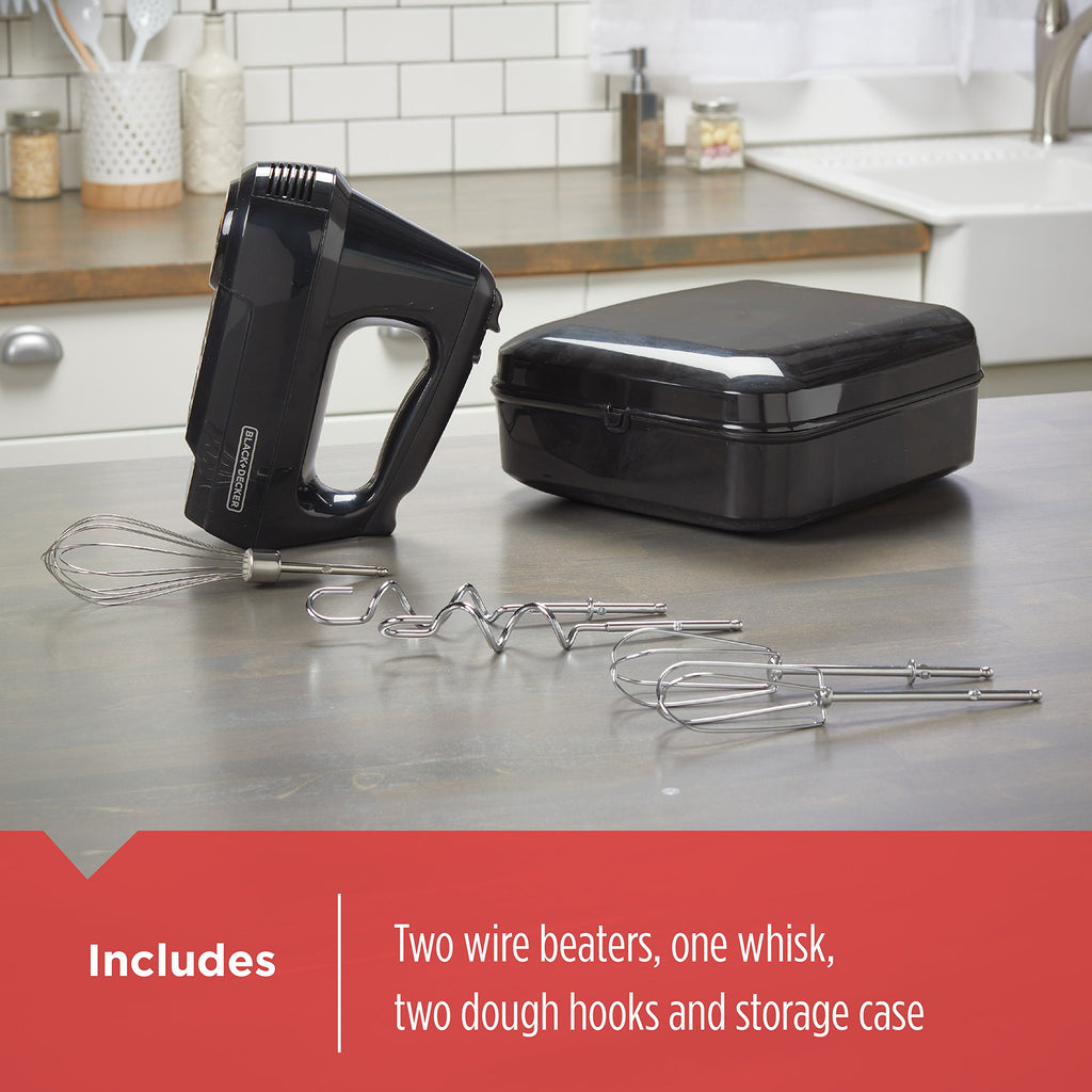 BLACK+DECKER MX3200B 6-Speed Hand Mixer with Turbo Boost, Black