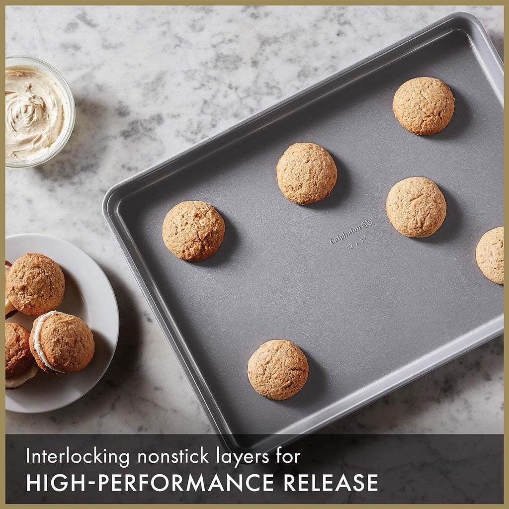 Calphalon Premium Nonstick Baking Pans Set of 2, 12 x 17 inch, Silverware, Heavy Gauge Steel Core