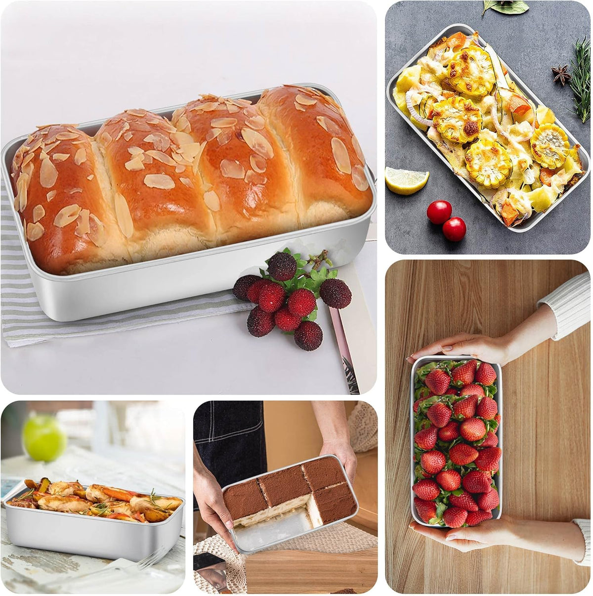 LIANYU 8 Pack 9x5 Loaf Pans for Bread Baking, Stainless Steel Baking Bread Pans, Small Loaf Tins for Homemade Brownies and Pound Cakes, Dishwasher Safe