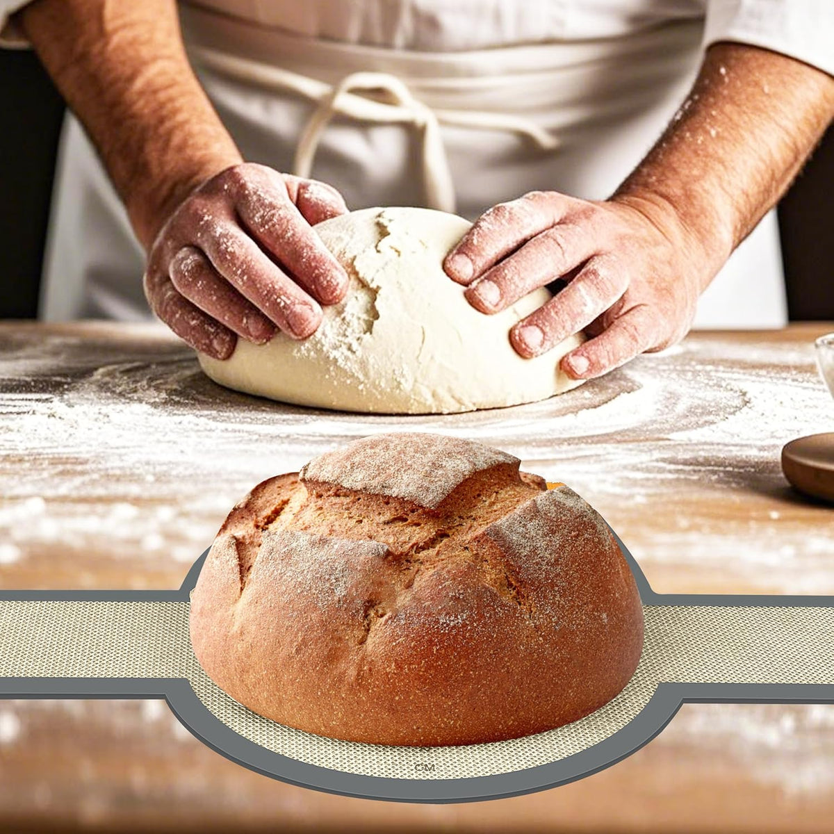 Silicone Bread Sling, 2 Pcs Non-Stick & Easy Clean Dutch Oven Baking Mat with Longer Handles, Silicone Baking Sling to Transfer SourDough Easily, Reusable Bread Mat Set with Storage Bracelets