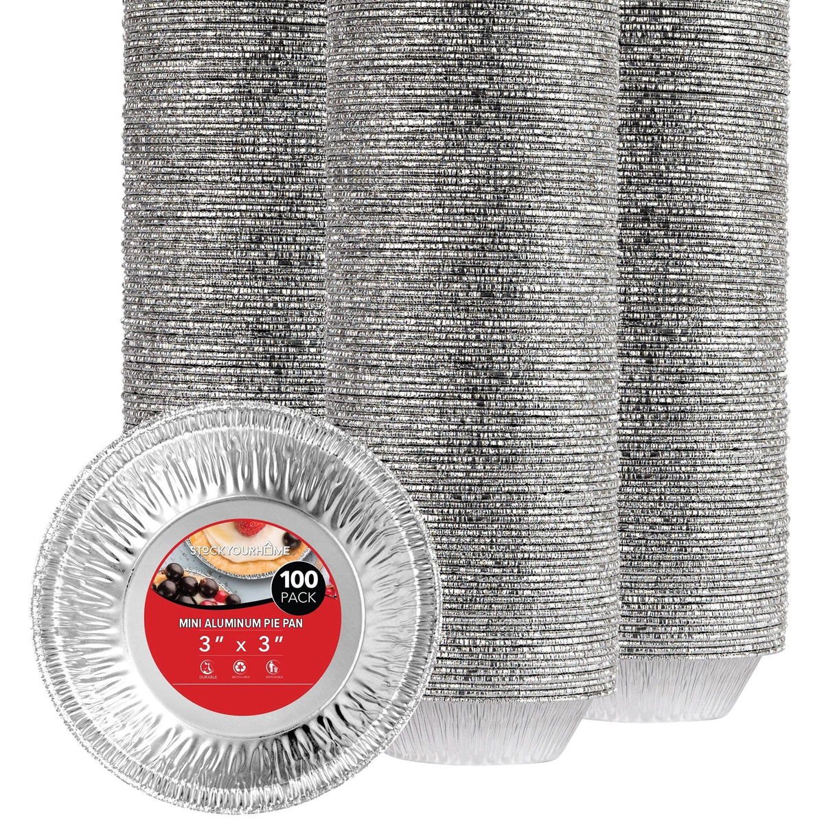 Stock Your Home 6 Inch Aluminum Foil Pie Pans (50 Count) – Disposable & Recyclable Mini Tins for Bakeries, Cafes, Restaurants – Durable Pans for Baking, Fruit Tarts, and Quiche
