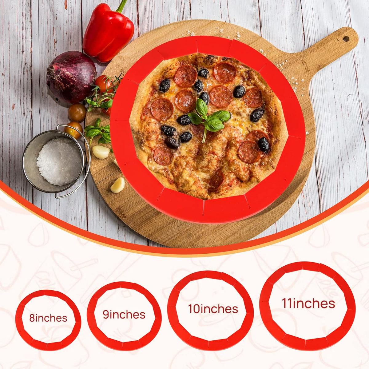 2 Pack Adjustable Silicone Pie Crust Shield Pie BPA-free Protectors Adjustable Bake Crust Protector Pie Crust Protector Cover Kitchen Tool for Baking Pie Pizza, Fit 8-11.5 Inch Pies(Red)