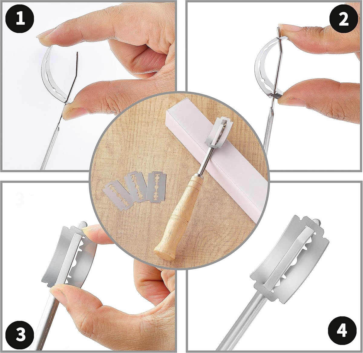 Lccowot Bread Lame, Stainless Steel Bread Lame Dough Scoring Tool, Premium Sourdough Scoring Tool, Bread Scorer with 10 Razor Blades