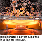Chefman Electric Kettle, 1.8L 1500W, Hot Water Boiler, Removable Lid for Easy Cleaning, Auto Shut Off, Boil-Dry Protection, Stainless Steel Filter, BPA Free, Borosilicate Glass Electric Tea Kettle