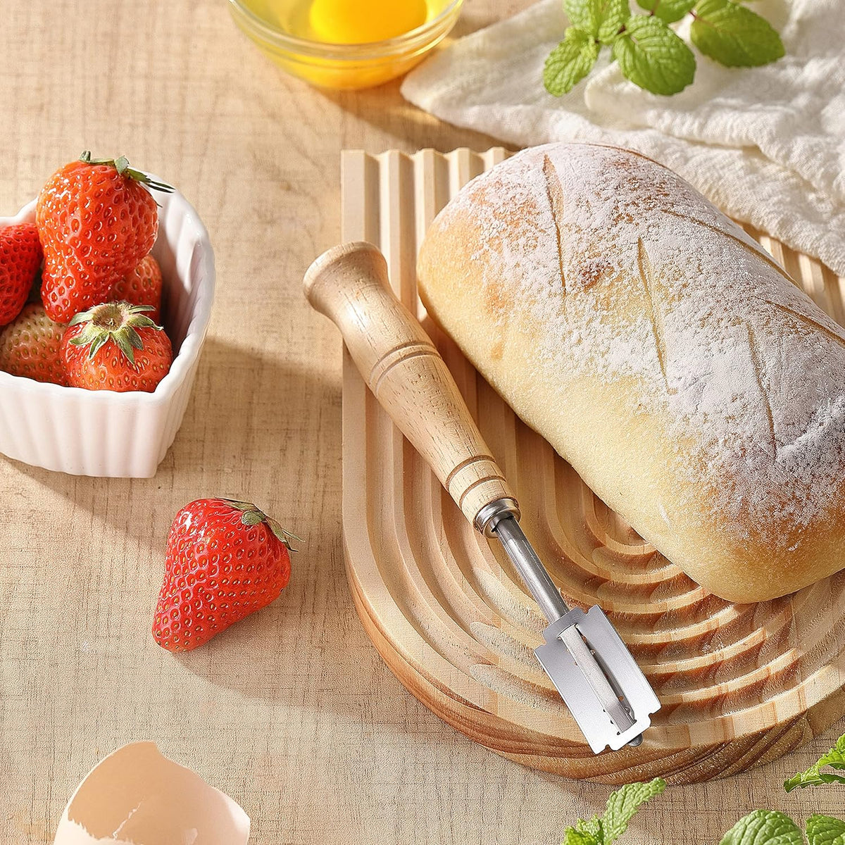 Lccowot Bread Lame, Stainless Steel Bread Lame Dough Scoring Tool, Premium Sourdough Scoring Tool, Bread Scorer with 10 Razor Blades