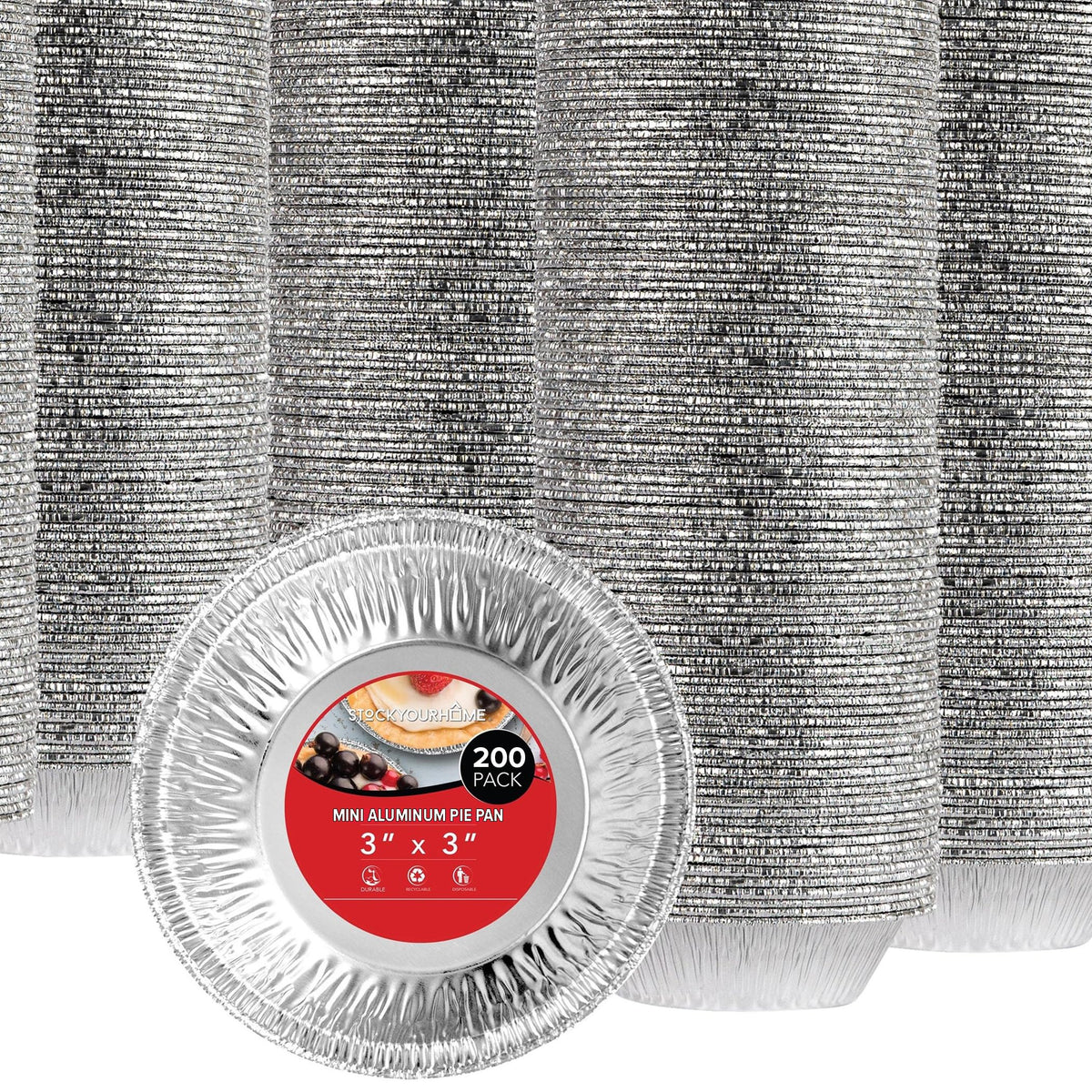 Stock Your Home 6 Inch Aluminum Foil Pie Pans (50 Count) – Disposable & Recyclable Mini Tins for Bakeries, Cafes, Restaurants – Durable Pans for Baking, Fruit Tarts, and Quiche