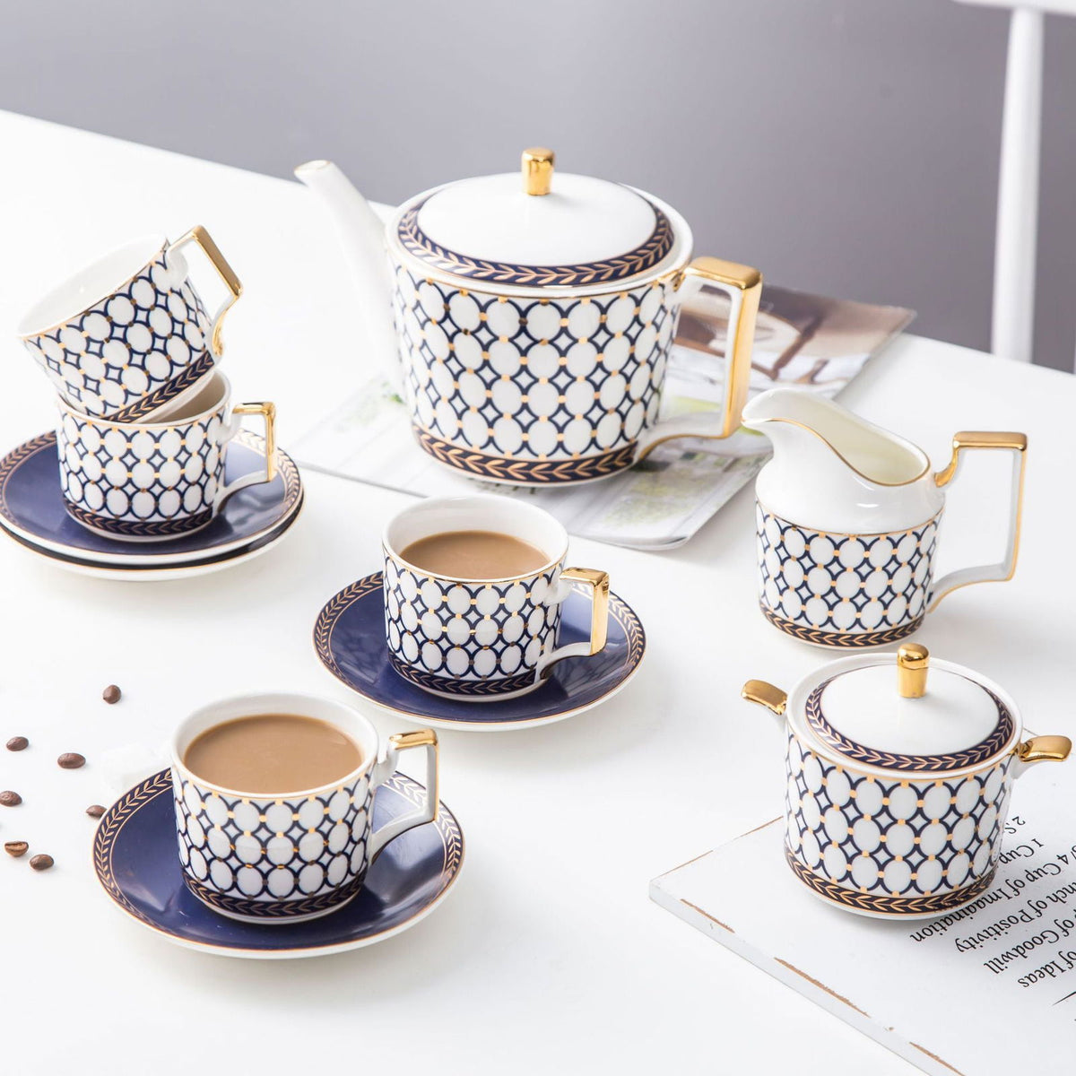 Bone China Coffee Cup And Saucer Set Ceramic Tea Set Afternoon Tea Red Tea Cup - Walfos® Kitchenware