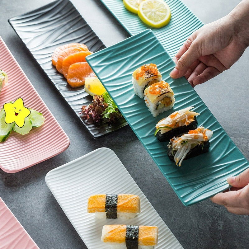 Japanese Creative Sushi Plate Pottery Long Plate - Walfos® Kitchenware