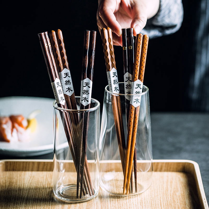 Japanese Style Wooden Pointed Chopsticks Creative Set - Walfos® Kitchenware