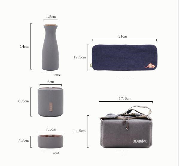 Portable Simple Household Japanese Ceramic Wine Set - Walfos® Kitchenware