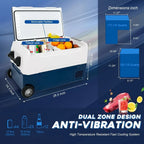 12 Volt Car Refrigerator, 37 Quart(35L) Portable Freezer Car Fridge WIFI APP Control, 12/24V DC and 100-240V for Outdoor,Camping
