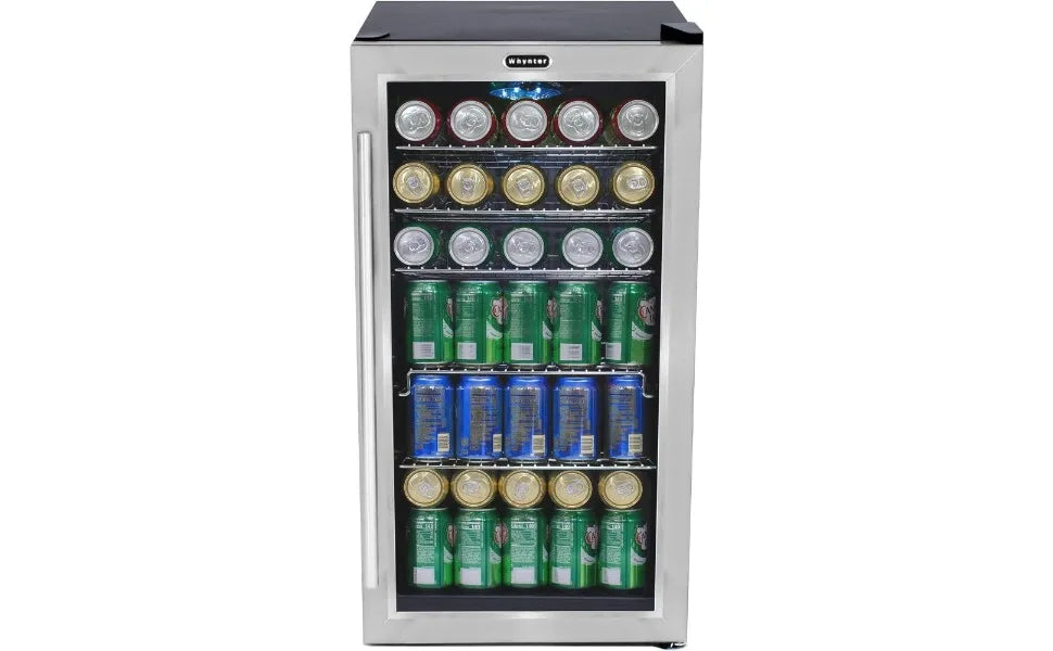Beverage Refrigerator With Internal Fan – Stainless Steel 120-Can Capacity Refrigerators Frigobar Mini Fridge Portable Cooler
