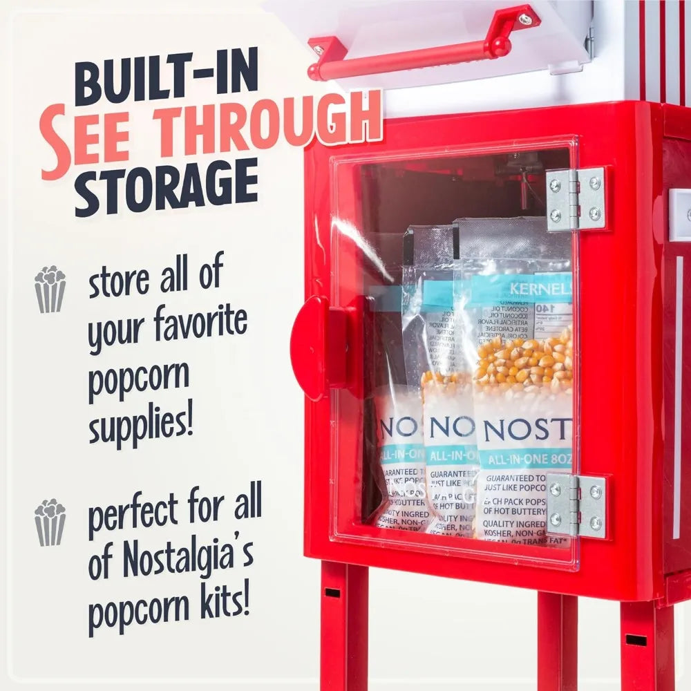 Popcorn Maker Machine - Professional Cart With 2.5 Oz Kettle Makes Up to 10 Cups - Vintage Popcorn Machine Movie Theater Style