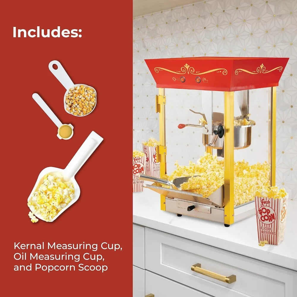 Popcorn Maker Machine - Professional Cart With 10 Oz Kettle Makes Up to 40 Cups - Vintage Popcorn Machine Movie Theater Style